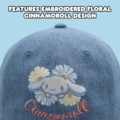 Cinnamoroll - Gorro de béisbol de algodón para Mujer con Borde Curvado, Tela Vaquera, Talla única, Azul (Denim), One Size