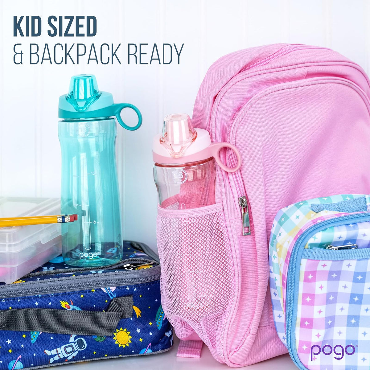 Pogo Botella de Agua con Tapa deslizable, de plástico sin BPA, 532.32 ml