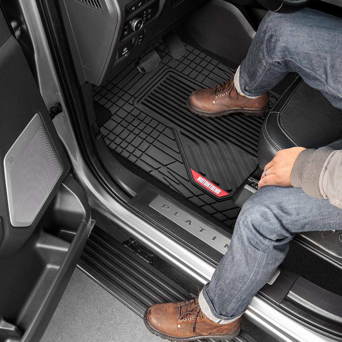 Motor Trend AdventureMax Alfombrillas para Piso de Auto Juego Completo, Goma Durable, Negro MTMT-8203-BK