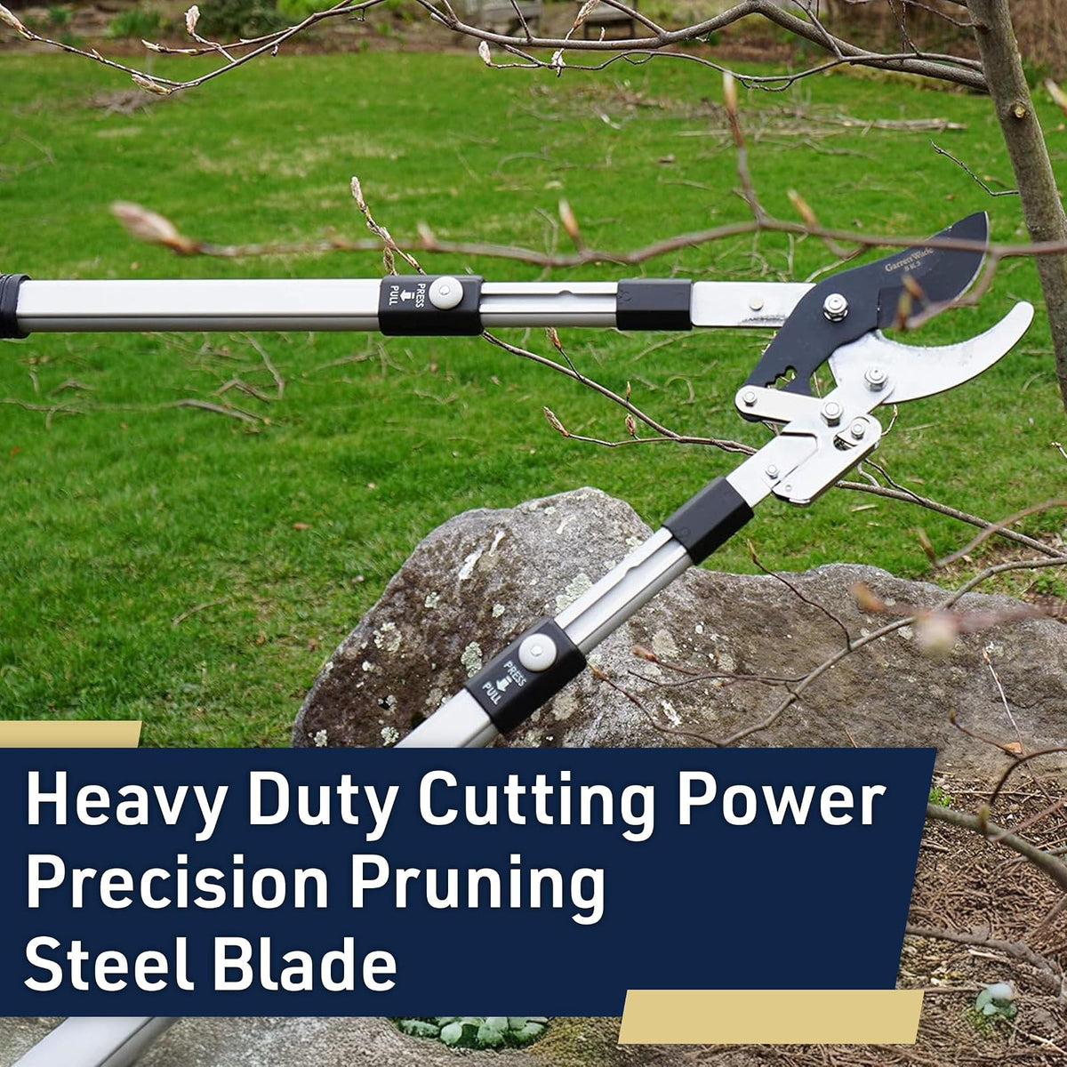 Kings County Tools - Lopper de derivación de doble carraca | Corta madera verde | Asas extensibles de 26 a 40 pulgadas de largo | Ramas de árbol o arbusto | 6 topes de posición con pasador
