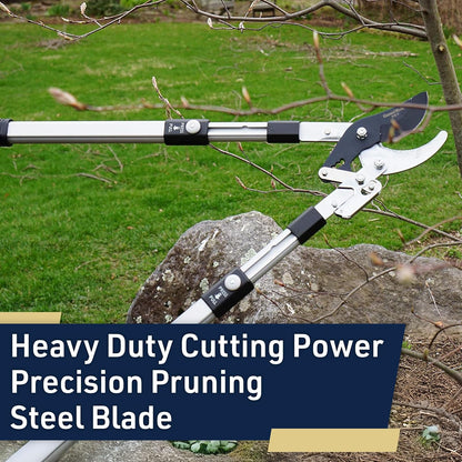 Kings County Tools - Lopper de derivación de doble carraca | Corta madera verde | Asas extensibles de 26 a 40 pulgadas de largo | Ramas de árbol o arbusto | 6 topes de posición con pasador