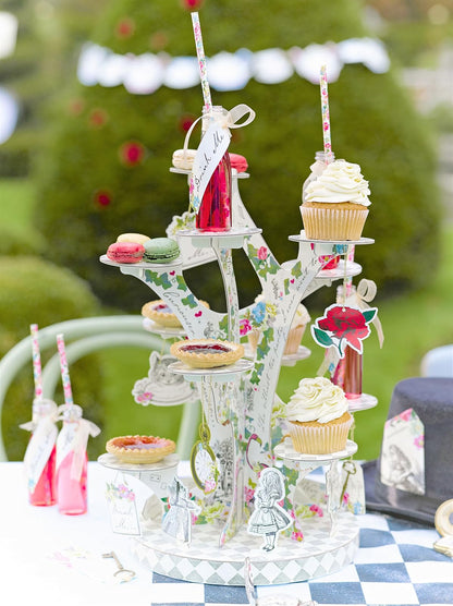 Talking Tables - Soporte para Cupcakes de Alicia en el país de Las Maravillas, Centro de Mesa Decorativo para Fiesta del Sombrerero Loco, cumpleaños, té Vespertino, Baby Shower, Colores Mixtos