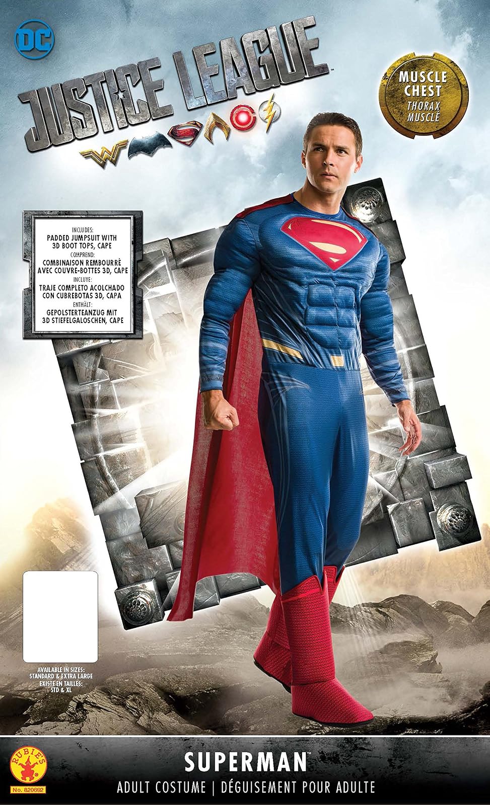 Rubie's - Costume Co. Disfraz de Superman Deluxe para hombre, como se muestra, estándar