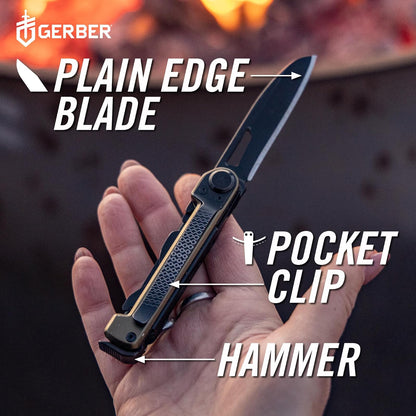 Gerber Gear Armbar Scout Multiherramienta 7 en 1 | Burnt Orange, hoja de borde liso de 2.5 pulgadas, martillo, tijera, sierra, acero inoxidable, clip de bolsillo
