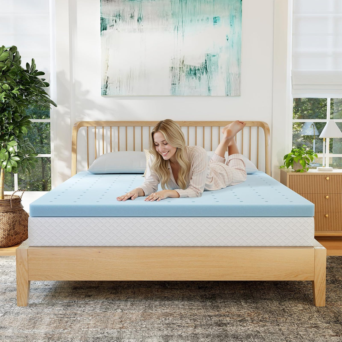 EGOHOME - Colchón de Espuma viscoelástica King de 4 Pulgadas, con infusión de Gel de refrigeración y Almohadilla de Alivio de presión en una Caja, Esencial para la habitación de recámara, Certificado