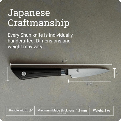 Shun Cutlery Sora - Cuchillo de pelar de 3.5 pulgadas, pequeño y ágil para pelar, desbrozar, recortar y más, cuchillo de corte preciso, cuchillo de cocina japonés hecho a mano