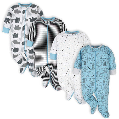 Onesies Brand Paquete de 4 Pijamas Sleep 'N Play para Bebé - 6-9 Meses - Azul Elephant