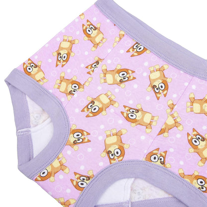 Bluey - Paquete de 7 pantalones de entrenamiento para ir al baño unisex con pegatinas y tabla de éxito, tallas 18 M, 2t, 3t y 4t, Paquete de 7 Bluey, 2 Años