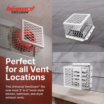 HY-C RVG-DVG VentGuard universal de acero inoxidable, 100% malla de acero inoxidable 304, fácil instalación, 7 pulgadas de largo x 7 pulgadas de ancho x 5 pulgadas de alto, acabado de recubrimiento en polvo blanco