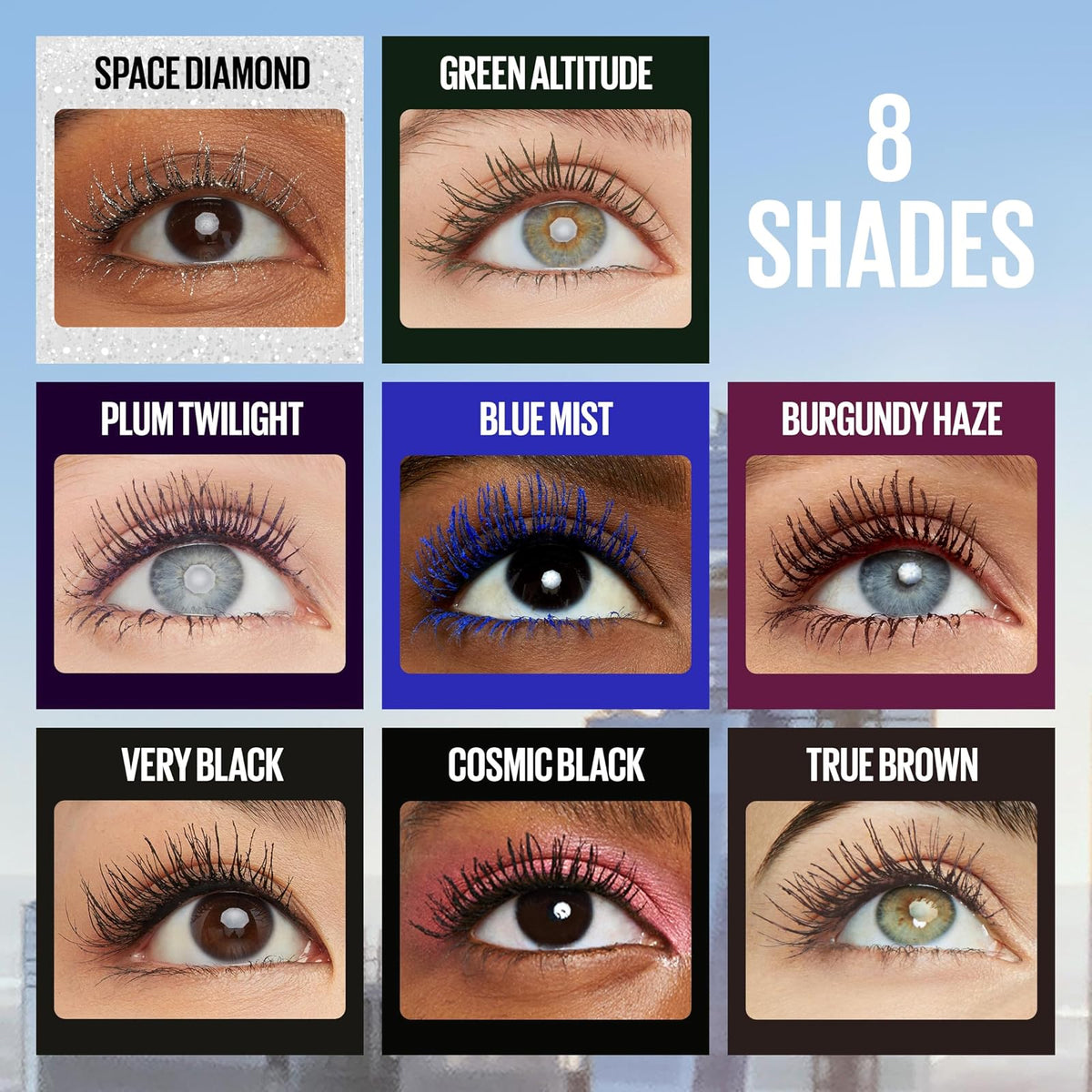 Maybelline Sky High Cosmic Black Máscara de Pestañas, Dura 24H, Lavable