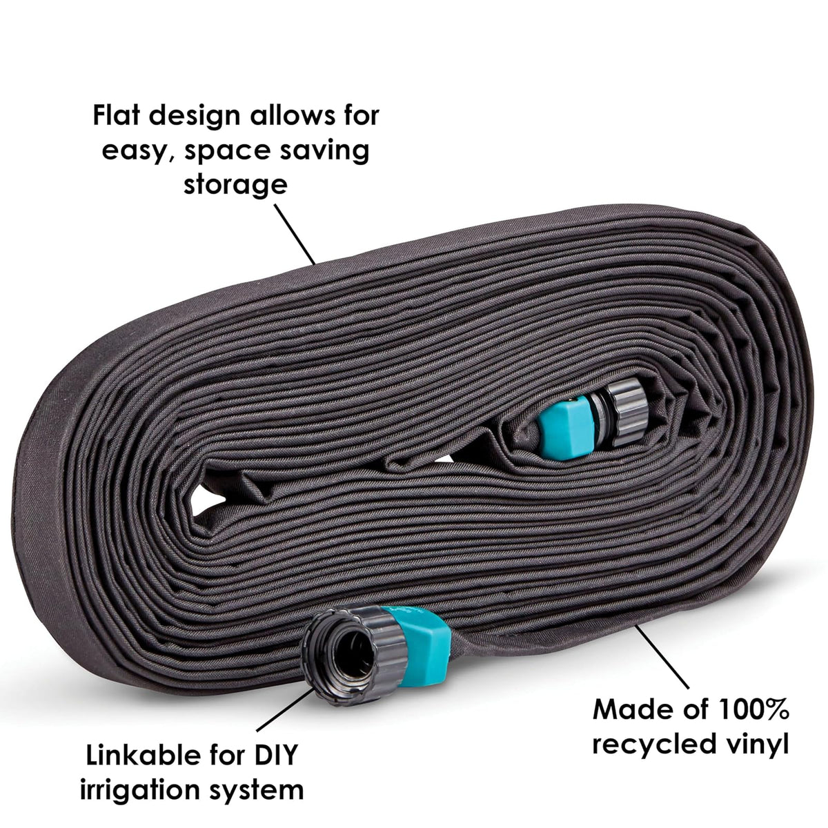 Gilmour Manguera y Montaje, Flat Soaker Hose, 25 Foot | Manguera de riego por goteo para camas de jardín, jardines de verduras y huertos, 80% de ahorro de agua, flexible