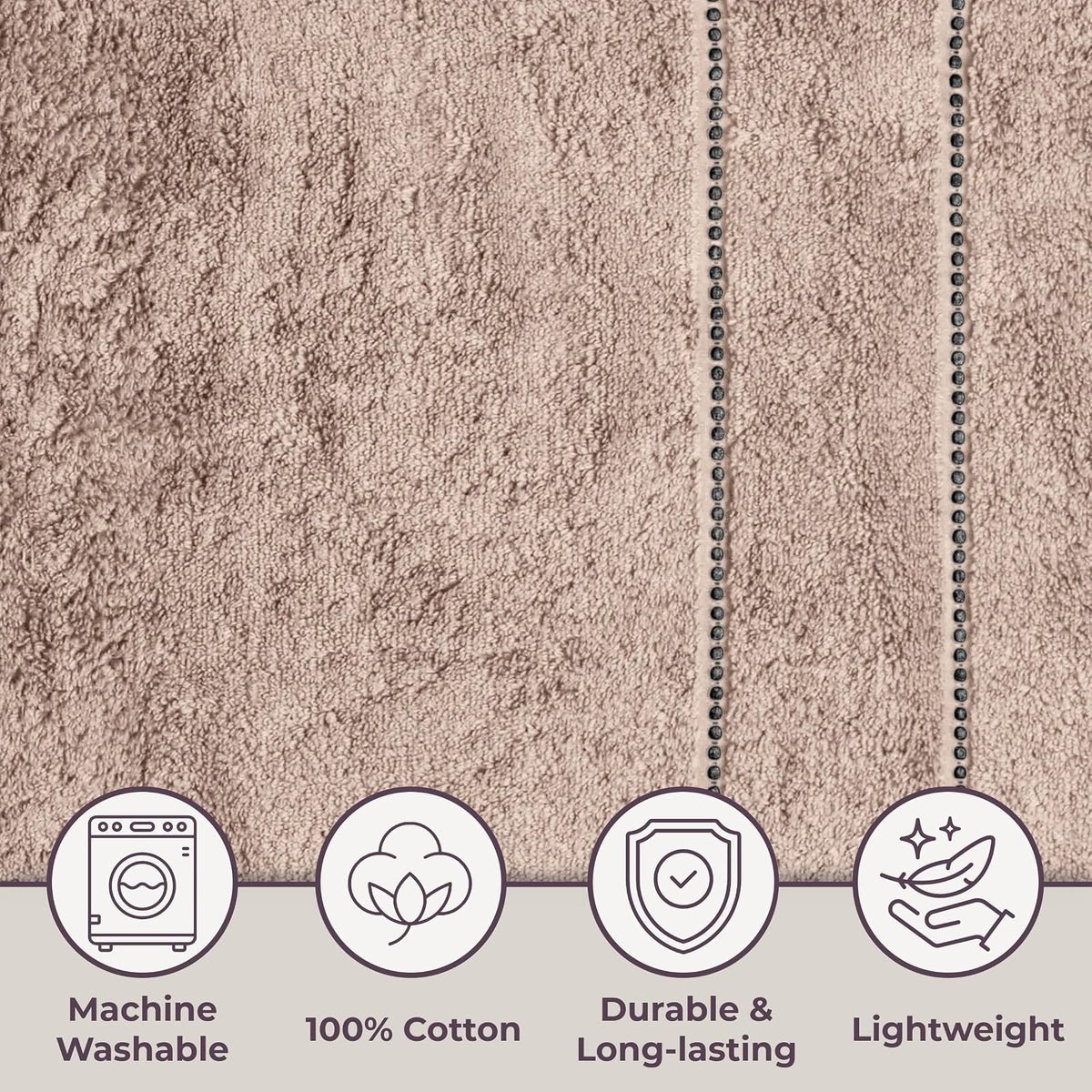 Lavish Home 67-0024-T Towel Set Zero Twist, Quick Dry Cotton, Taupe, 6 Piece