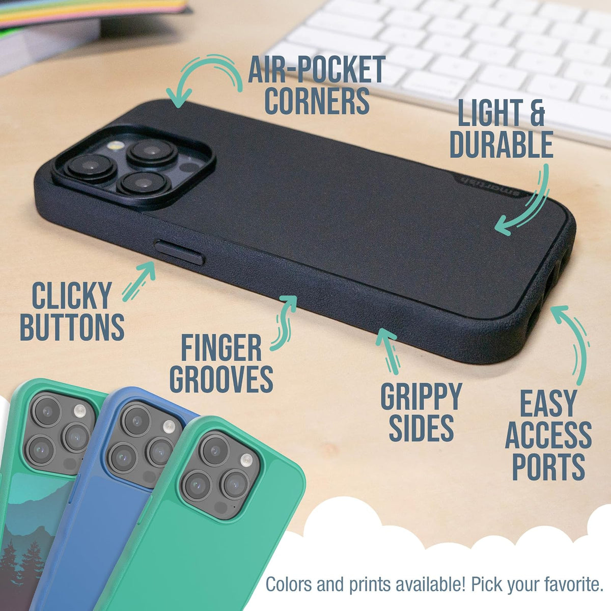 Smartish® - Funda Delgada para iPhone 15 Pro, Ligera, Protectora, con Agarre Fino y protección contra caídas para Apple iPhone 15 Pro, Transparente