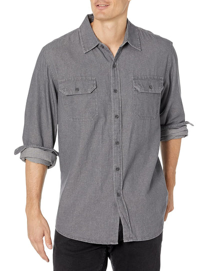 Wrangler Authentics Camisa Tejida de Manga Larga para Hombre - Gris - CH