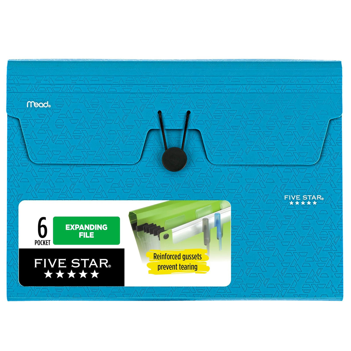 Five Star Organizador de archivos expansivo, organizador de archivos de acordeón de 6 bolsillos, cierre elástico, capacidad para papel de 8-1/2 x 11 pulgadas, azul Tidewater (350100C-ECM)