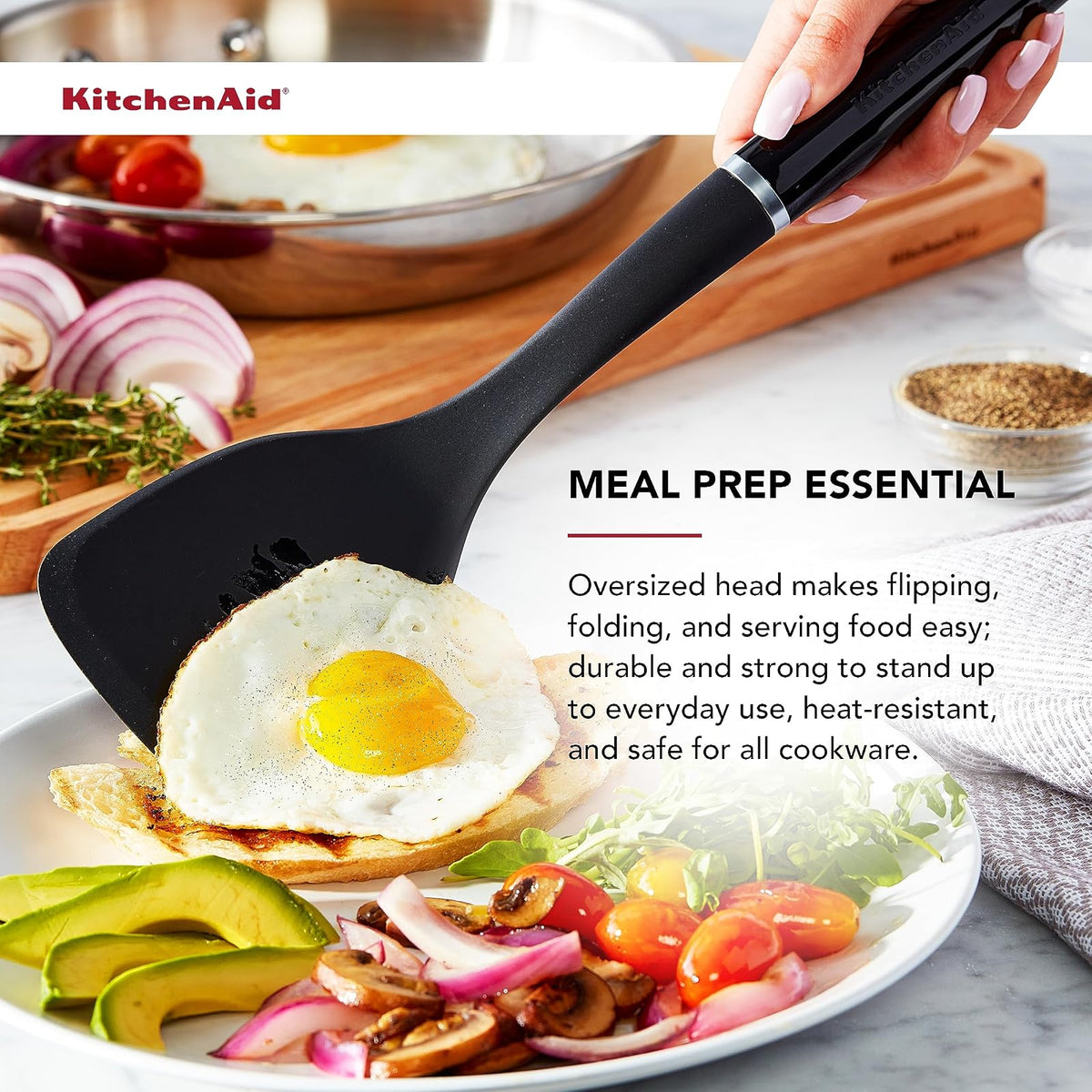 KitchenAid Classic - espátula sólido, negro, 13.5 x 3.3 pulgadas