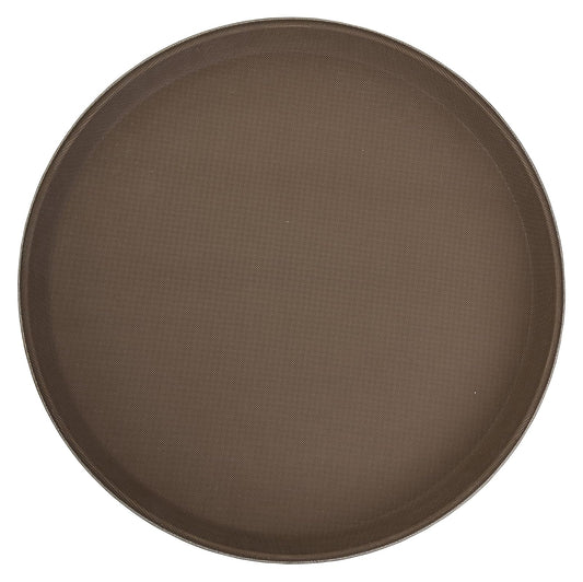 Winco Bandeja Redonda de Fibra de Vidrio con Superficie Antideslizante, 35,5 cm, Color marrón