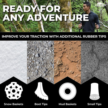 Cascade Mountain Tech - Bastones de Trekking - Monopod de Fibra de Carbono para Caminar o Senderismo con Accesorios y Cierres rápidos Ajustables