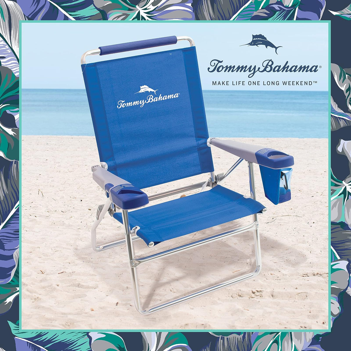 Tommy Bahama - Silla de Playa Plegable de 15 Pulgadas de Altura extendida, 4 Posiciones, Mixta