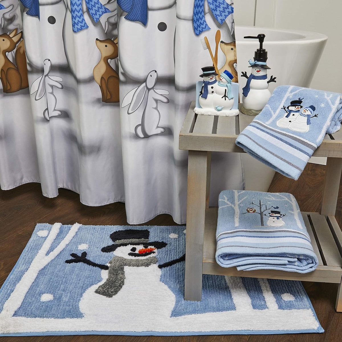 SKL Home - Dispensador de jabón de muñeco de Nieve de Navidad para baño, Cocina y Regalo, Color Azul