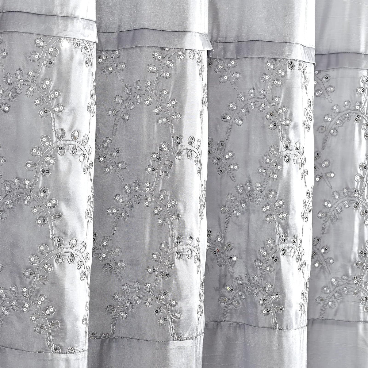 Lush Decor Maria Cortina de Ducha, 72 x 72 Pulgadas, Gris y Plateado