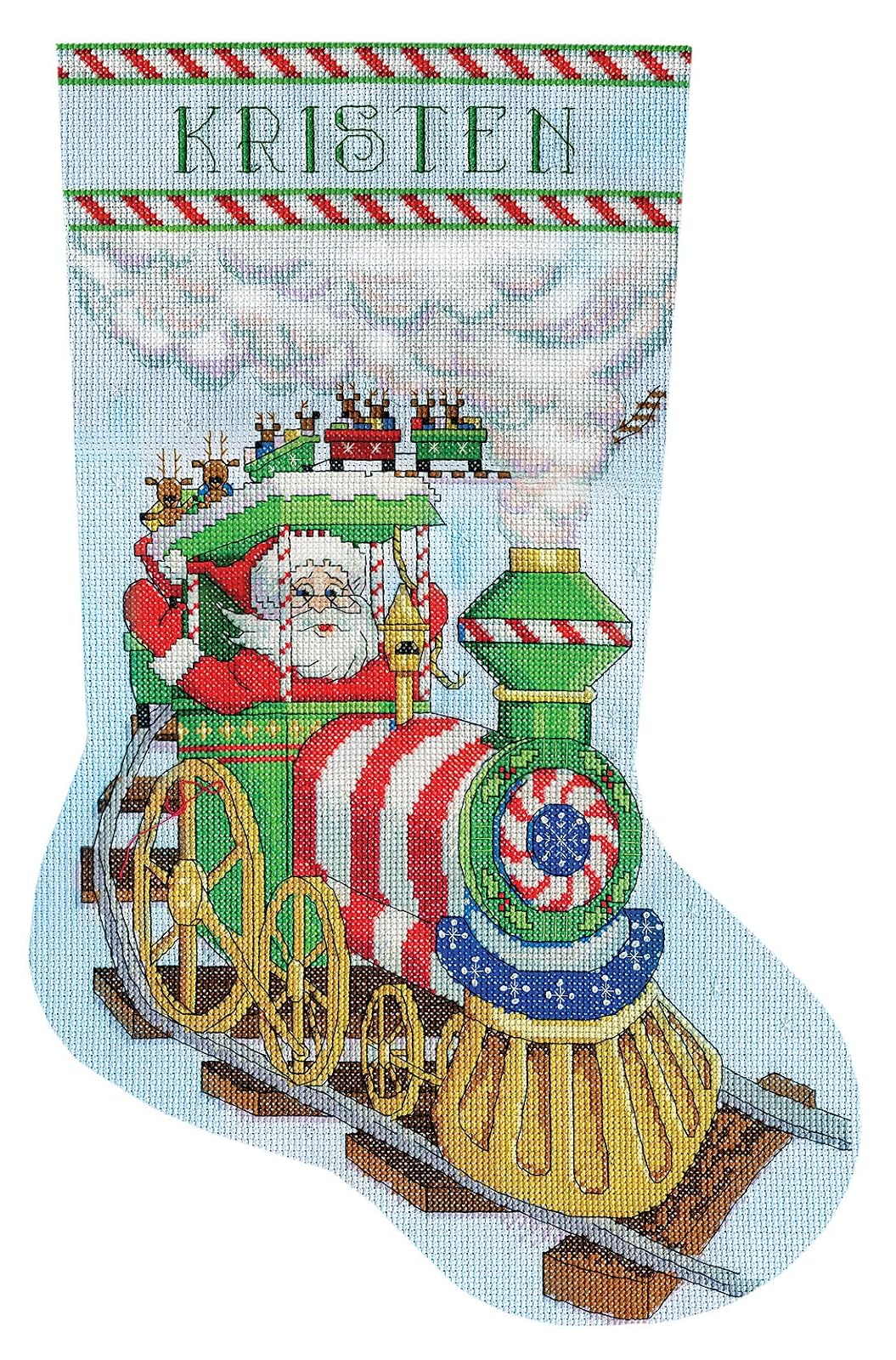 Tobin Santa's Train - Kit de calcetines de punto de cruz, 17 pulgadas de largo, 14 unidades
