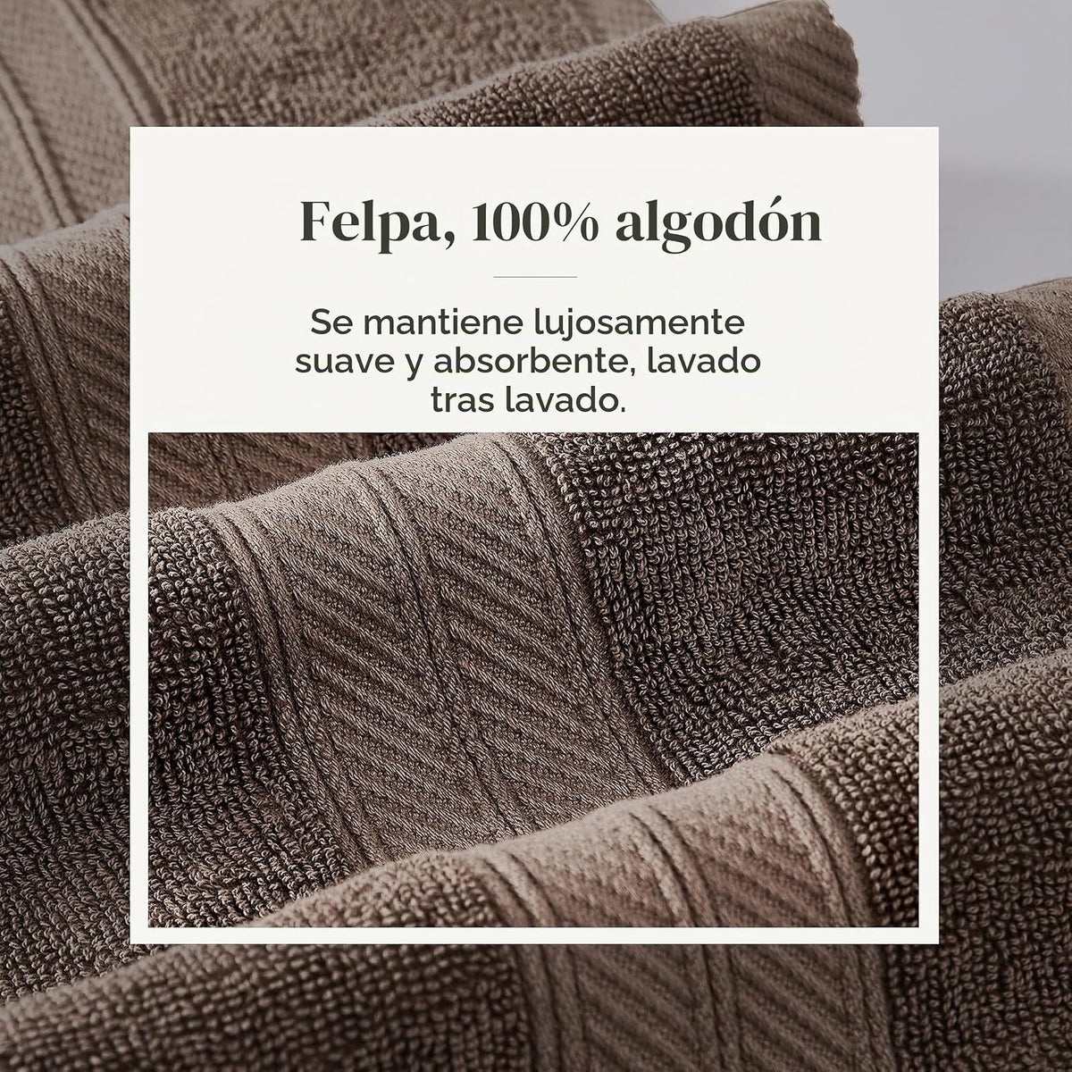 Amrapur Overseas - Juego de 6 Toallas de Jacquard teñidas con Hilo Reversible (Mocha)