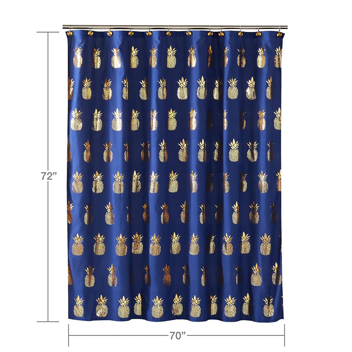 SKL Home - Dispensador en Forma de Piña Dorada, Cortina para baño, Marino/Dorado, 72"x72", 1