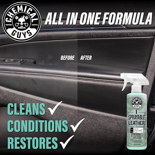 Chemical Guys Limpiador y Acondicionador de Cuero Todo en Uno en Spray SPI_103_16SW, 473 ml, Aroma a Cuero
