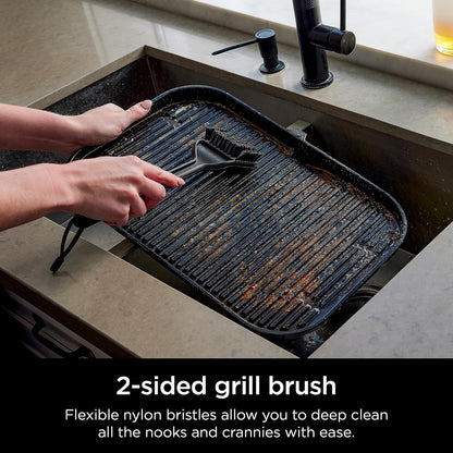 Ninja XSKBRUSHXL Woodfire - cepillo para polvo de limpieza para parrillas para exteriores, compatible con todas las parrillas Ninja Woodfire (serie OG700, OG800 y OG900), no arañazos, resistente al calor, herramienta raspadora, color negro