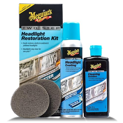 MEGUIAR'S - Kit de restauración de faros delanteros de dos pasos G2970, 4 onzas líquidas, 1 paquete