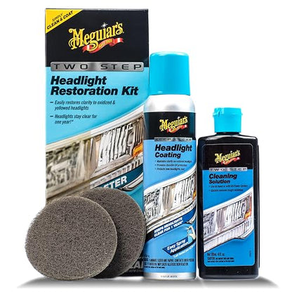 MEGUIAR'S - Kit de restauración de faros delanteros de dos pasos G2970, 4 onzas líquidas, 1 paquete