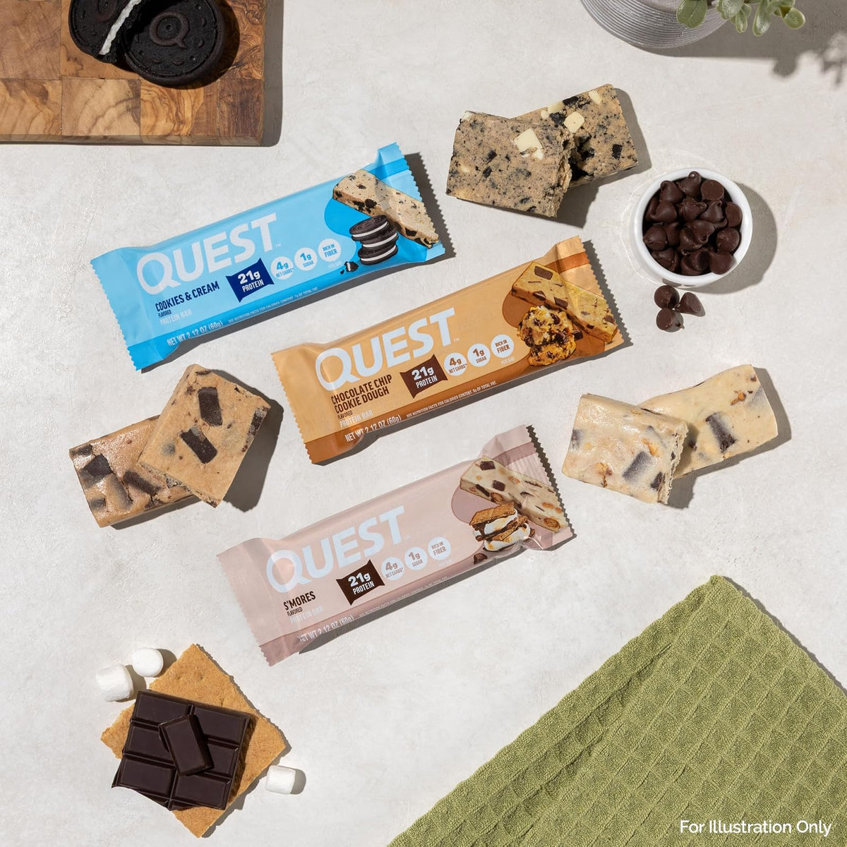 Quest Nutrition - QuestBar, barra de proteínas para galletas y crema, 1 g
