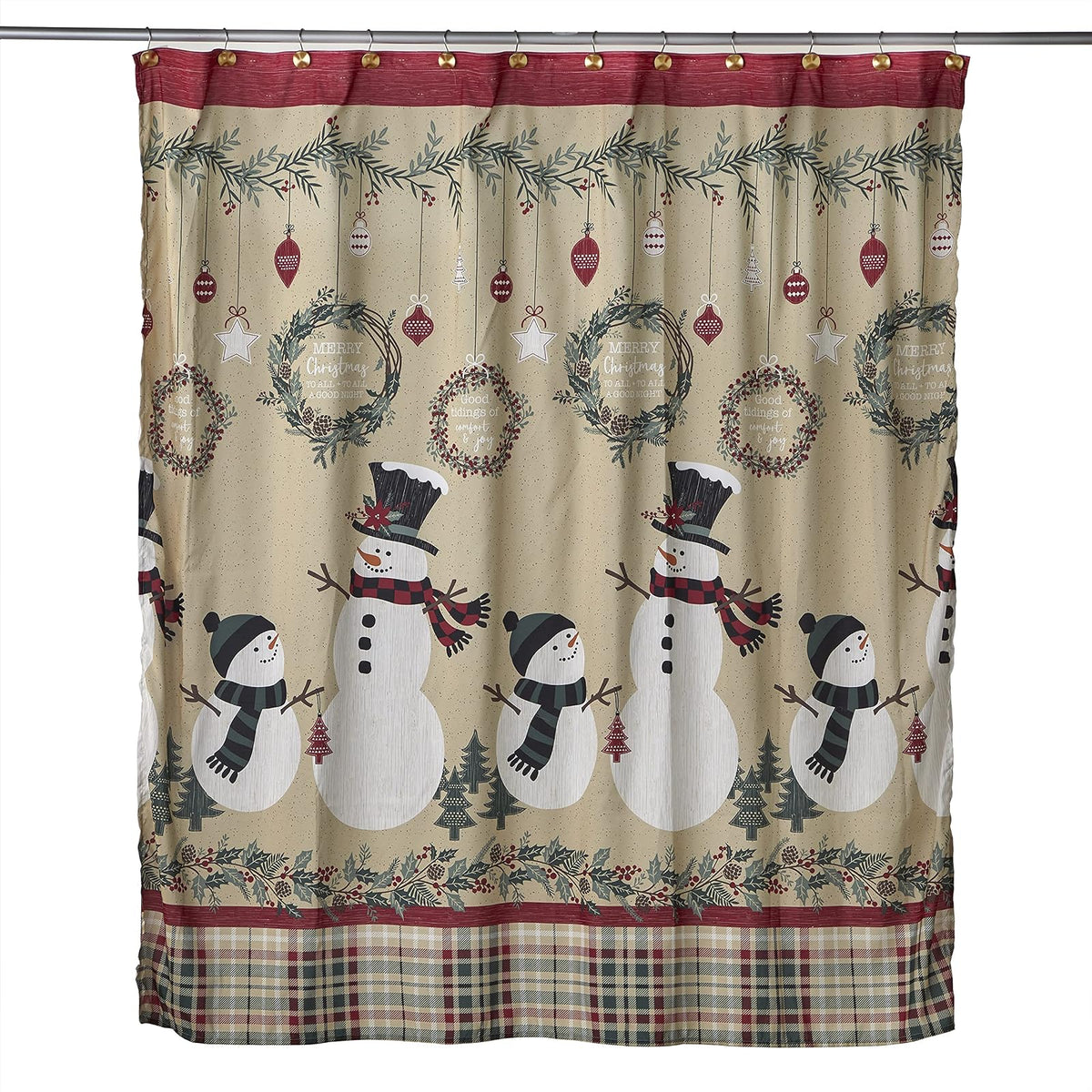 SKL Home - Cortina de Ducha rústica de muñeco de Nieve para Navidad, Invierno, Regalo, Multicolor