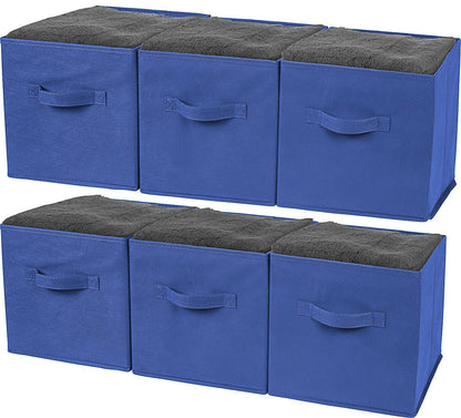 Greenco GRC2363 Foldable Non, Woven Fabric Storage Cubes, 6 Pack, Green - Azul Royal