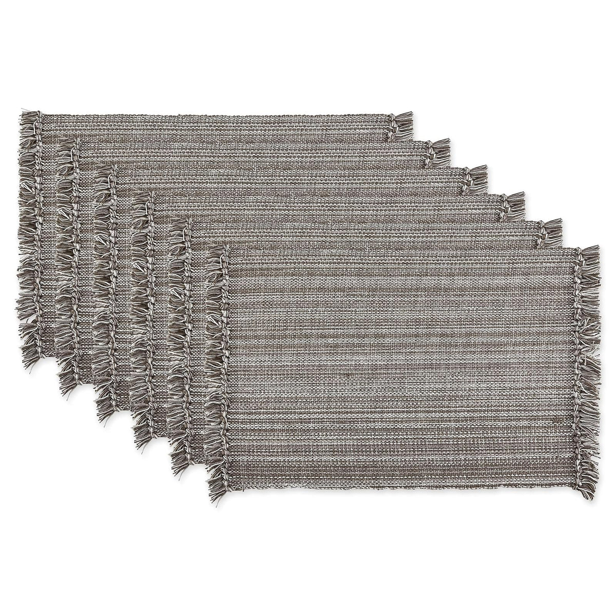 DII - Manteles Individuales de Algodón, Colección Abigarrada, Juego de 6 - Mantel individual - Gris