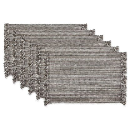 DII - Manteles Individuales de Algodón, Colección Abigarrada, Juego de 6 - Mantel individual - Gris
