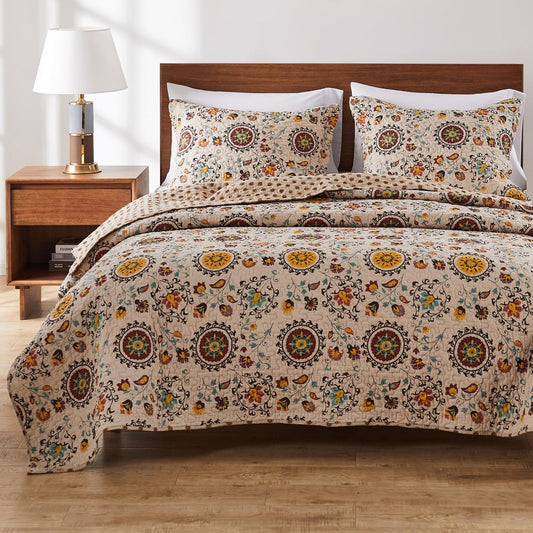 Greenland Home 3-Piece Andorra Quilt Set, Full/Queen, Multicolor