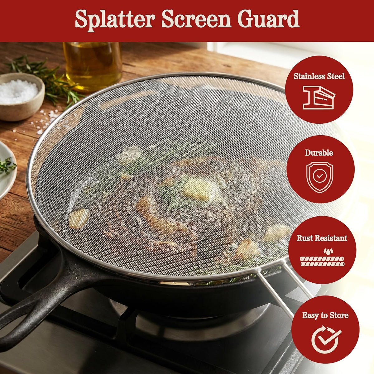 Classic Cuisine 82-KIT1046 Splatter Screen Guards, small, medium and large, Stainless Steel