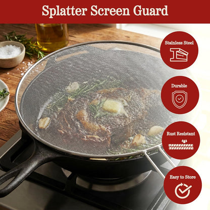 Classic Cuisine 82-KIT1046 Splatter Screen Guards, small, medium and large, Stainless Steel