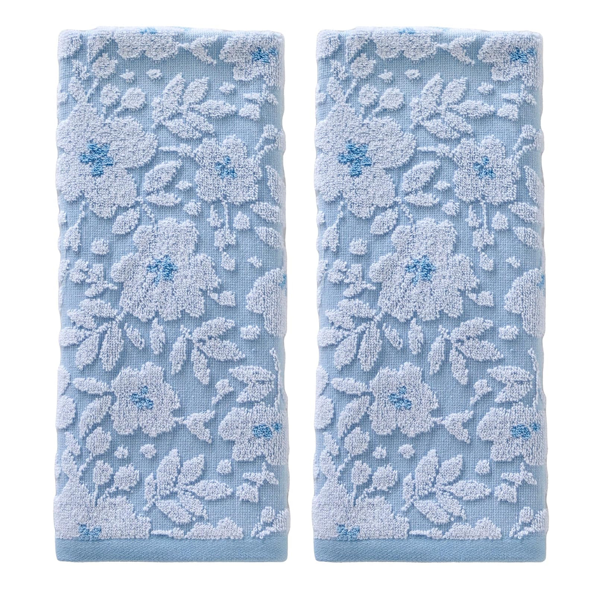SKL Home - Juego de Toallas de Mano de Jacquard Floral, Color Azul Cielo, 2 Unidades - 16" x 28" - Jacquard floral, azul cielo