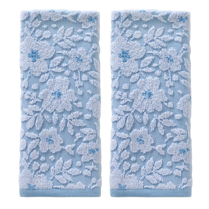 SKL Home - Juego de Toallas de Mano de Jacquard Floral, Color Azul Cielo, 2 Unidades - 16" x 28" - Jacquard floral, azul cielo