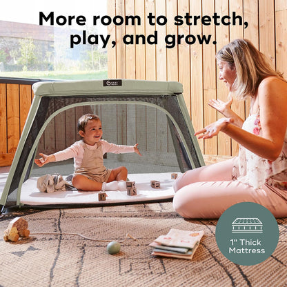 Babymoov Moov & Comfy Cuna de Viaje y Corral 3 en 1, Cama Portátil para Bebé, Bassinet y Playard para Casa, Viajes, Siestas y Juego, Práctico para Uso Diario, Verde Salvia