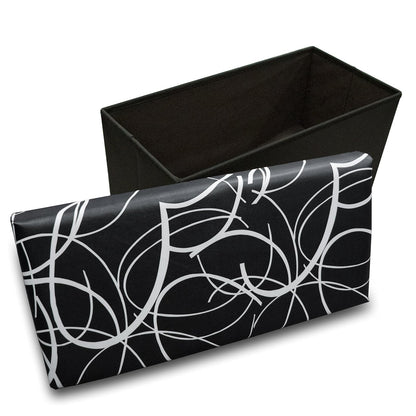 Otto & Ben Caja de Juguetes Plegable con Asiento de Espuma viscoelástica, de Piel sintética, para recámara, otomanos, Banco, reposapiés, 30 Pulgadas, Color Negro