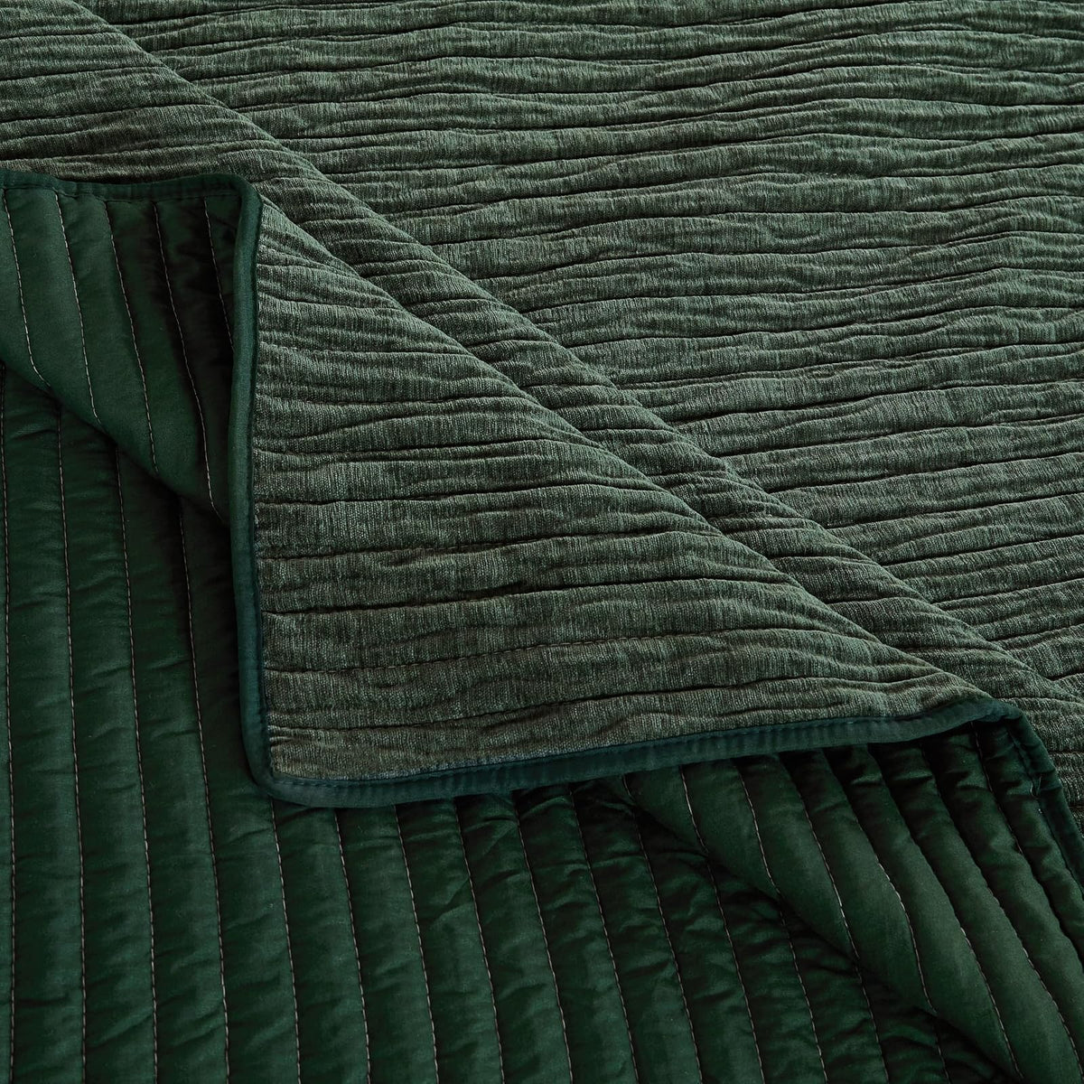 Greenland Home Velvet Crush - Juego de Colcha de Felpa Chenilla Texturizada, Edredón Acolchado, Ropa de Cama, 2 Piezas, Tamaño Individual, Bosque Verde