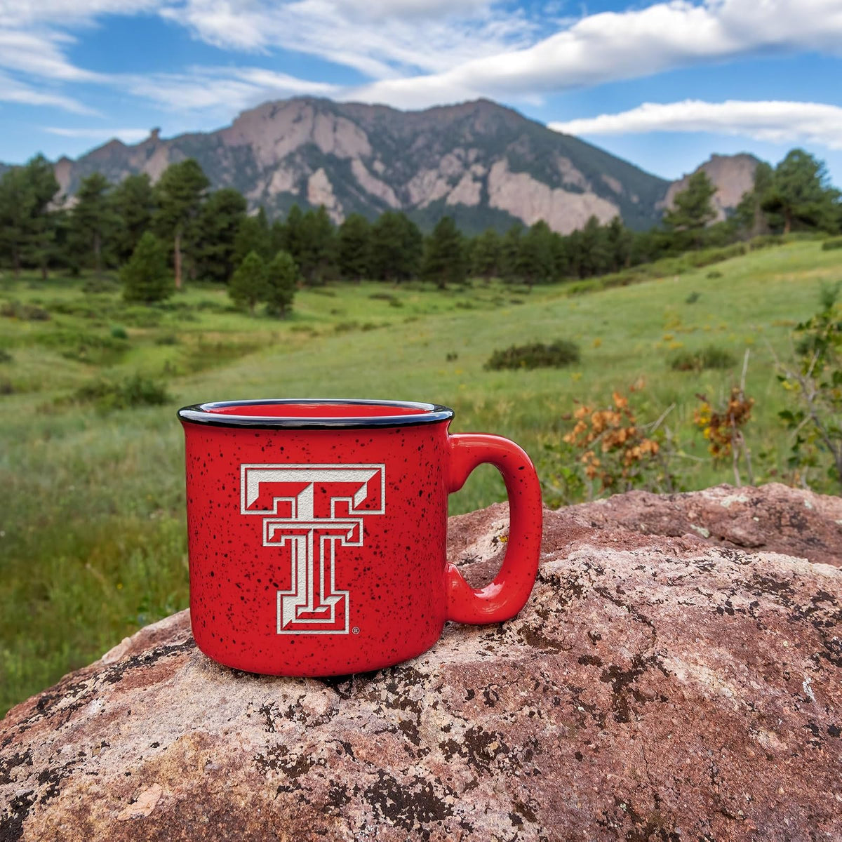 Rico Industries NCAA Texas Tech Red Raiders Speckle Taza de fogata grabada con láser de 12 onzas