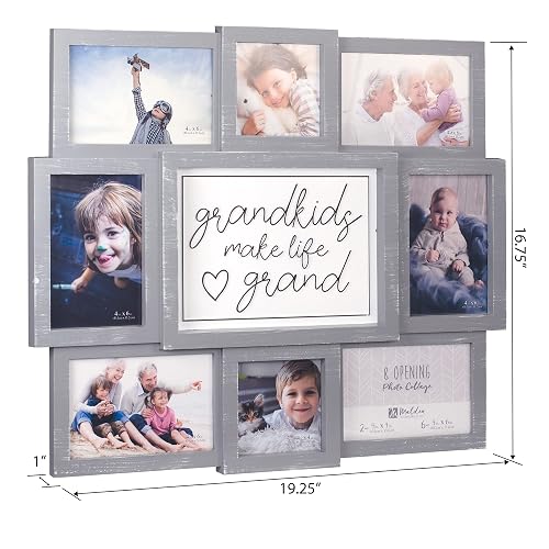Malden Gray Grandkids Make Life Grand Marco Fotos Dimension | Con 8 Aperturas, Color Gris, Tamaño 19.25" x 16.75", Poliestireno, Cuelga Horizontal