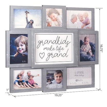 Malden Gray Grandkids Make Life Grand Marco Fotos Dimension | Con 8 Aperturas, Color Gris, Tamaño 19.25" x 16.75", Poliestireno, Cuelga Horizontal