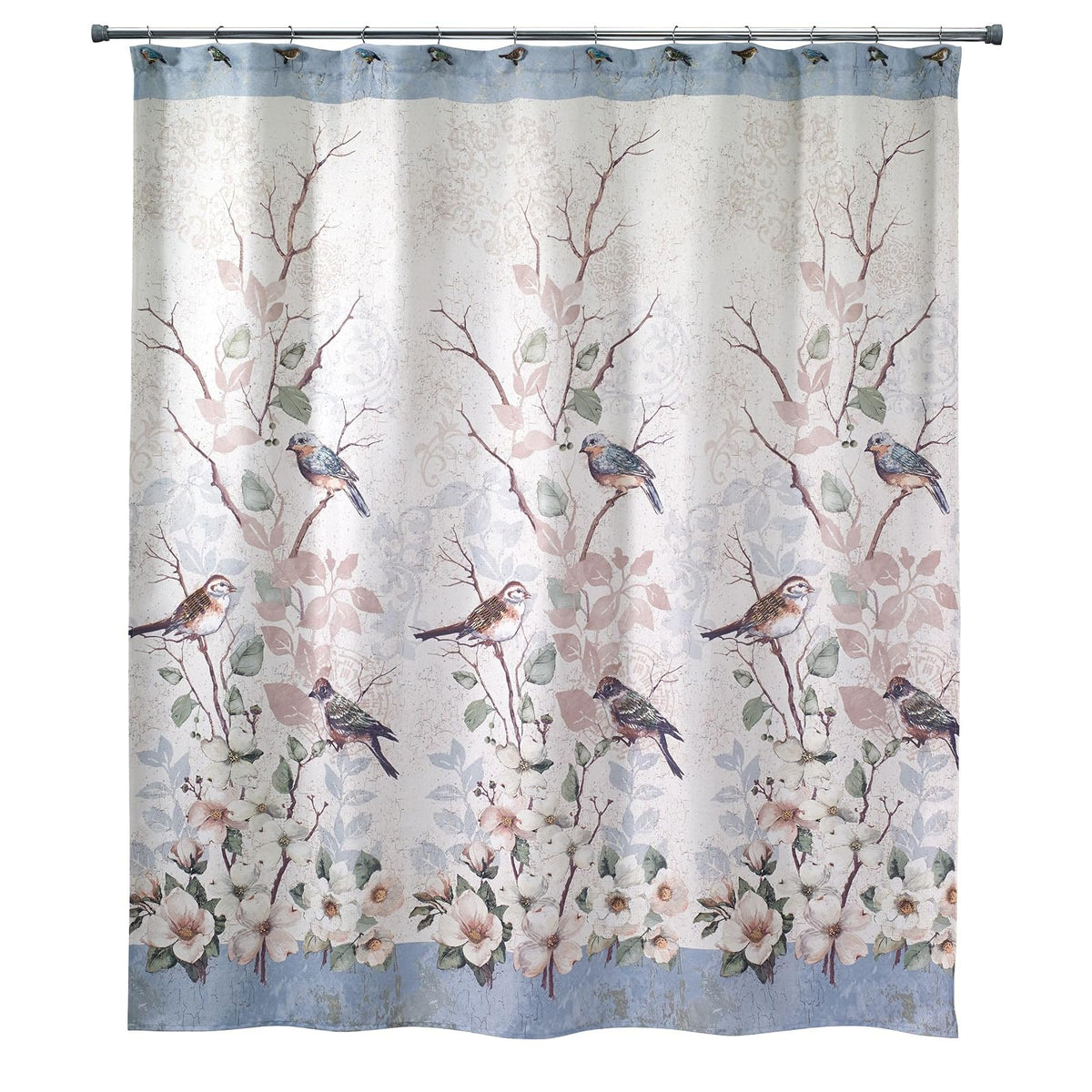 Avanti Linens - Cortina de Ducha de Tela, decoración de baño Inspirada en la Naturaleza (colección Love Nest, 72 Pulgadas)