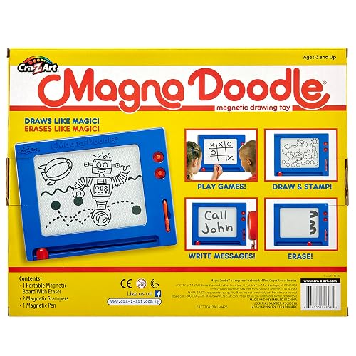 Cra-Z-Art Retro Magna Doodle - Tabla de dibujo magnética para niños de 3 años en adelante, azul/blanco